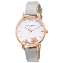 Montre - Olivia Burton - OB16CH03 - Cadran blanc - Bracelet en cuir - Boîtier or rose