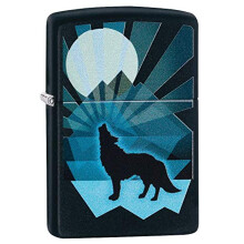 Accendino Zippo ZIP-29864 2019 Lupo Pieno di Colore Luna Nera Opaca