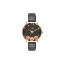 Montre - Olivia Burton - OB16CH05 - Cadran noir - Bracelet en cuir - Quartz analogique