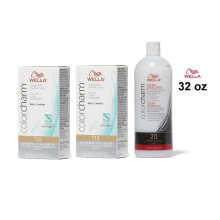 (T15+T15+Dev(Vol.20)32oz) Wella Color Charm T15 Pale Beige Blonde Hair Toner