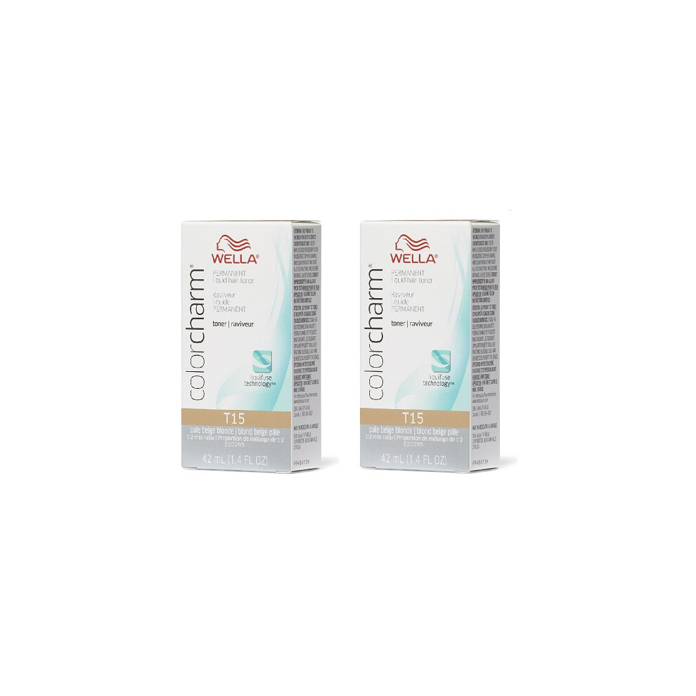 Wella (T15 - (2Pks)) Color Charm T15 Pale Beige Blonde Hair Toner