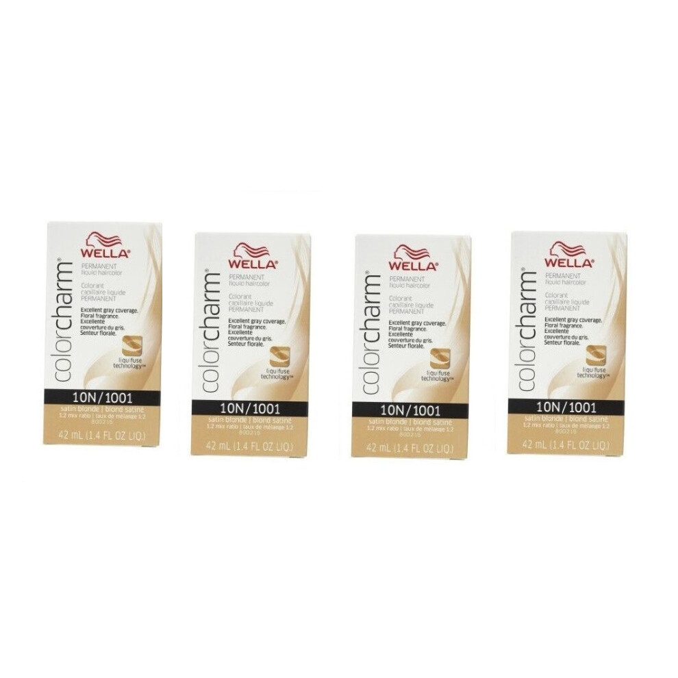 Wella (10N - (4Pks)) 10N Satin Blonde Color Charm Permanent Liquid Haircolor Multicoloured