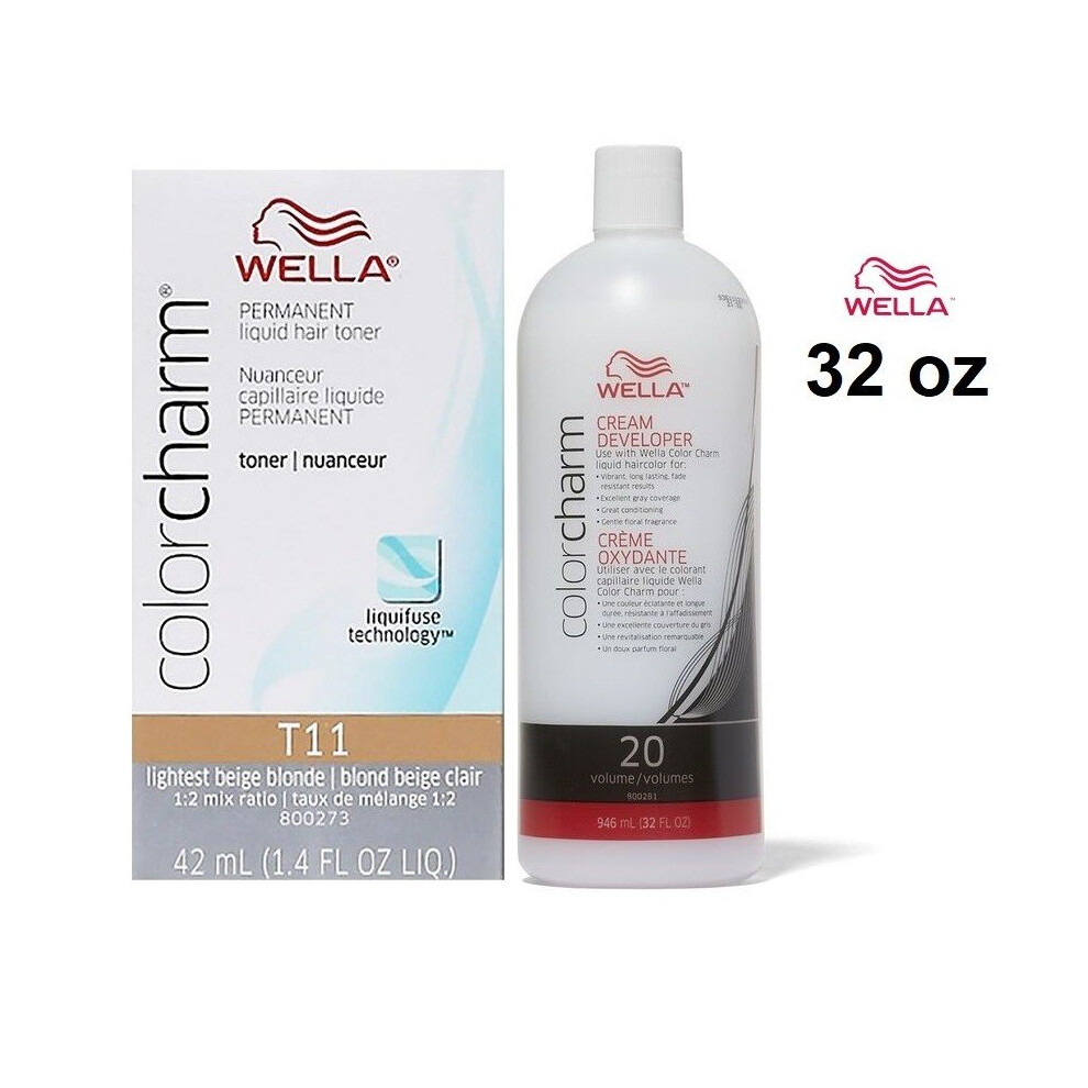 (T11, Developer (Vol.20) 32oz) Wella Color Charm Developer 20 Volume 32oz