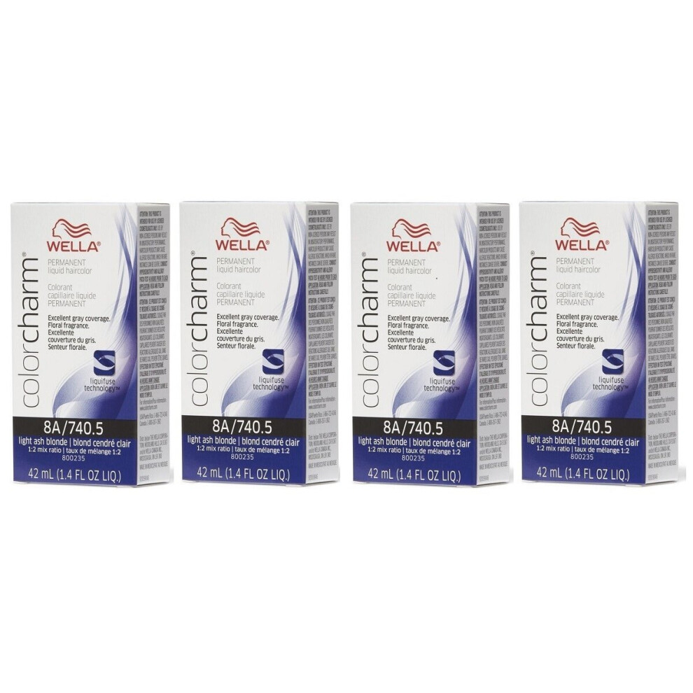 Wella Multicoloured (8A/740 - Pack Of 4) 12Aa Nordic Blonde Color Charm Permanent Liquid Haircolor