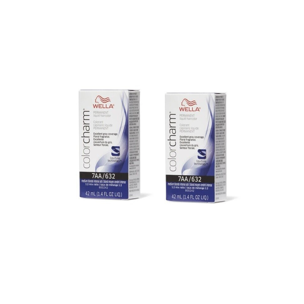 Wella (7Aa/632 - Pack Of 2) 12Aa Nordic Blonde Color Charm Permanent Liquid Haircolor Multicoloured