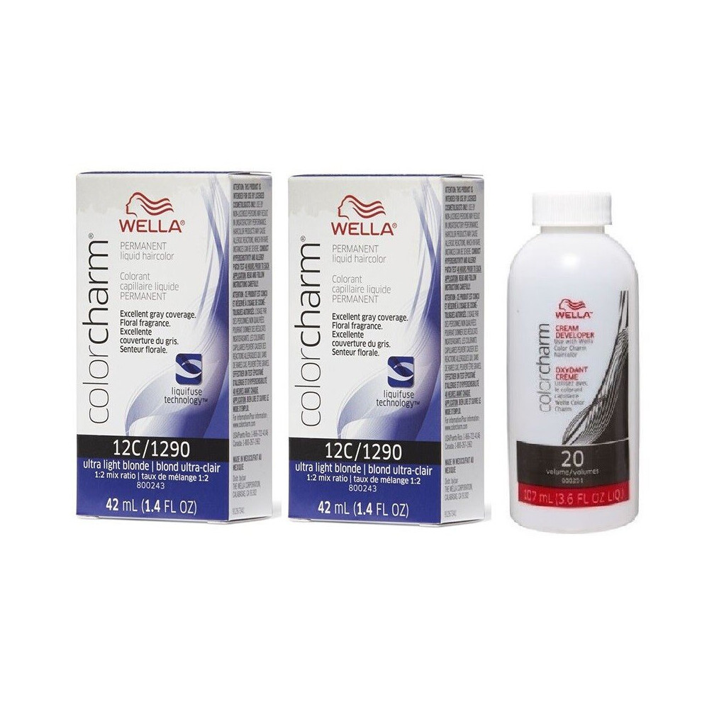 Photos - Hair Dye Wella  3.6oz)  12C Ultra Light Blonde Color Charm Permanent Hair Colour Multicoloured (12C+12C+Dev (Vol. 20)