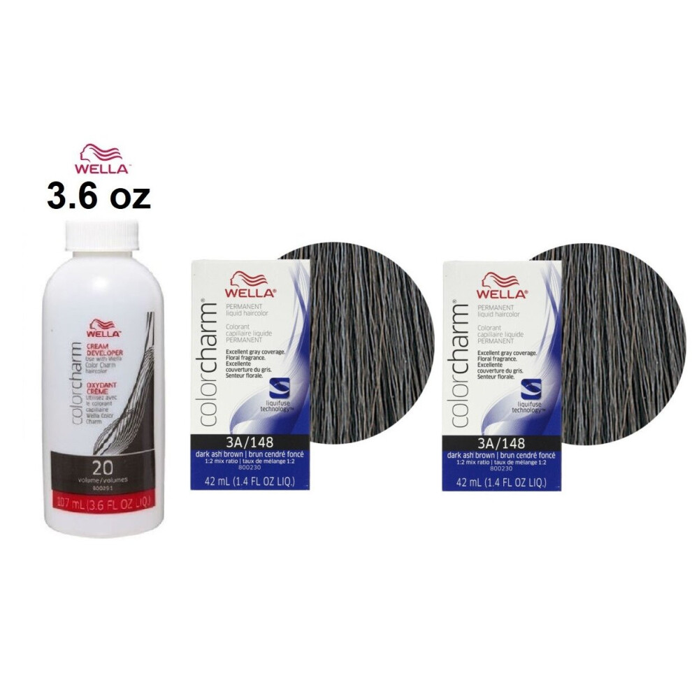 (3A+3A+Dev (Vol.20) 3.6oz) Wella 12C Ultra Light Blonde Color Charm Permanent Hair Colour