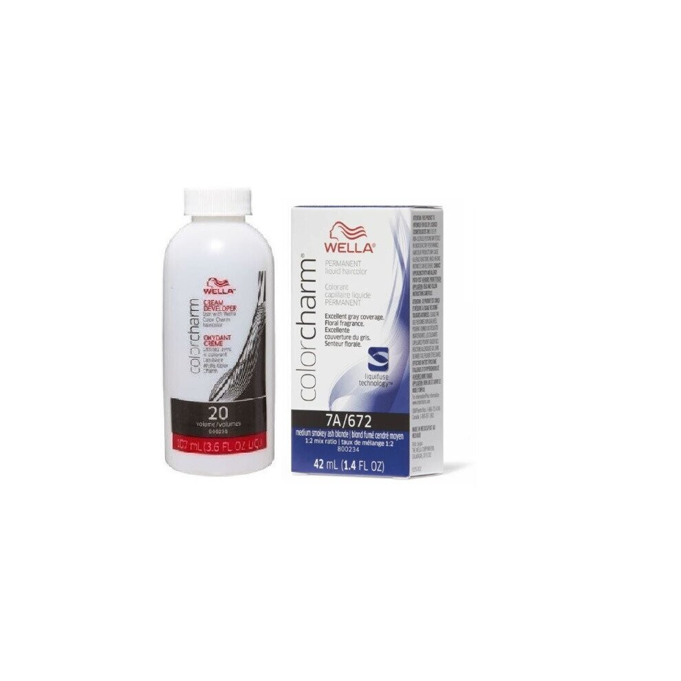 Wella (7A+Developer (Vol. 20) 3.6Oz) 12Aa Nordic Blonde Color Charm Permanent Liquid Haircolor Multicoloured