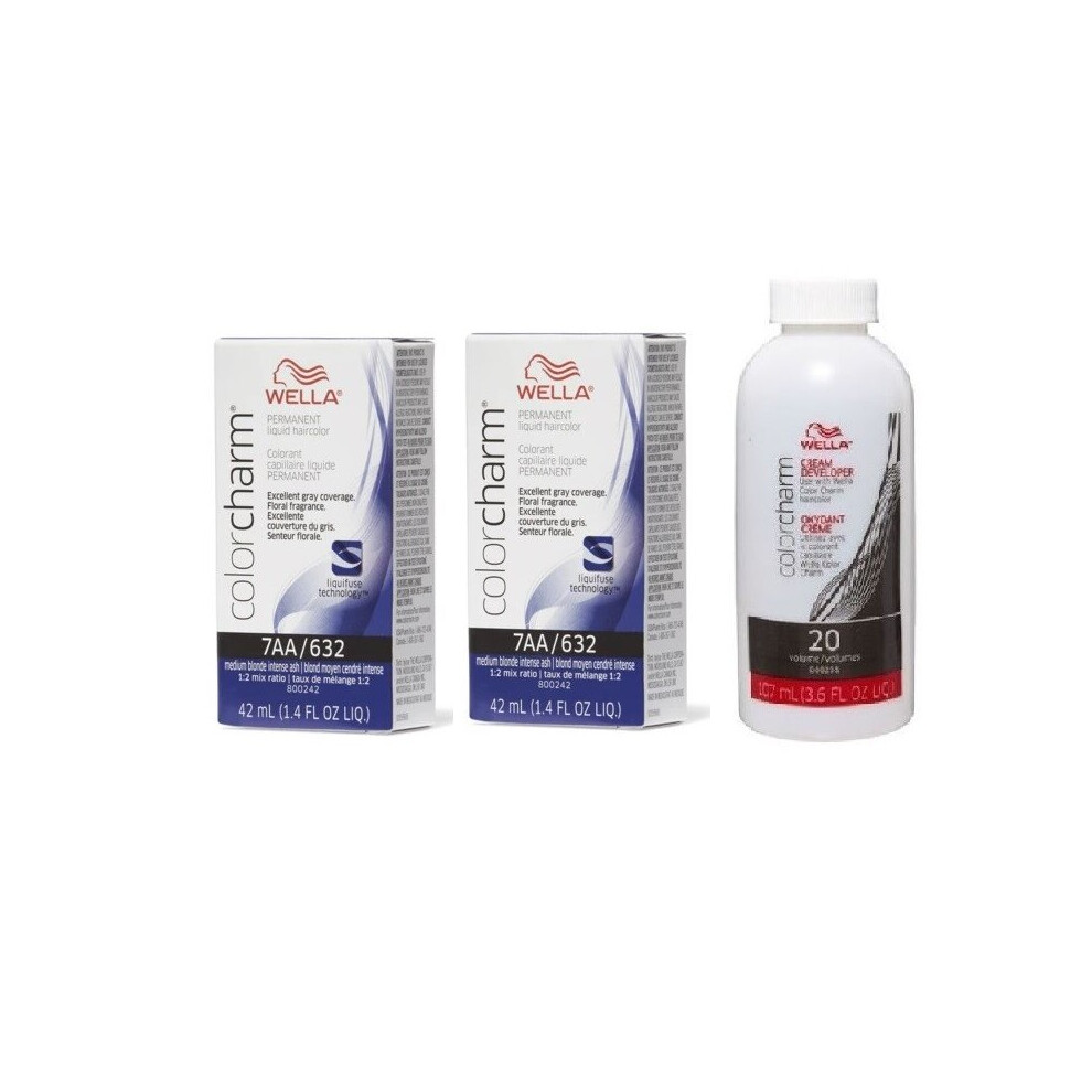 Wella Multicoloured (7Aa+7Aa+Dev (Vol. 20) 3.6Oz) 12Aa Nordic Blonde Color Charm Permanent Liquid Haircolor