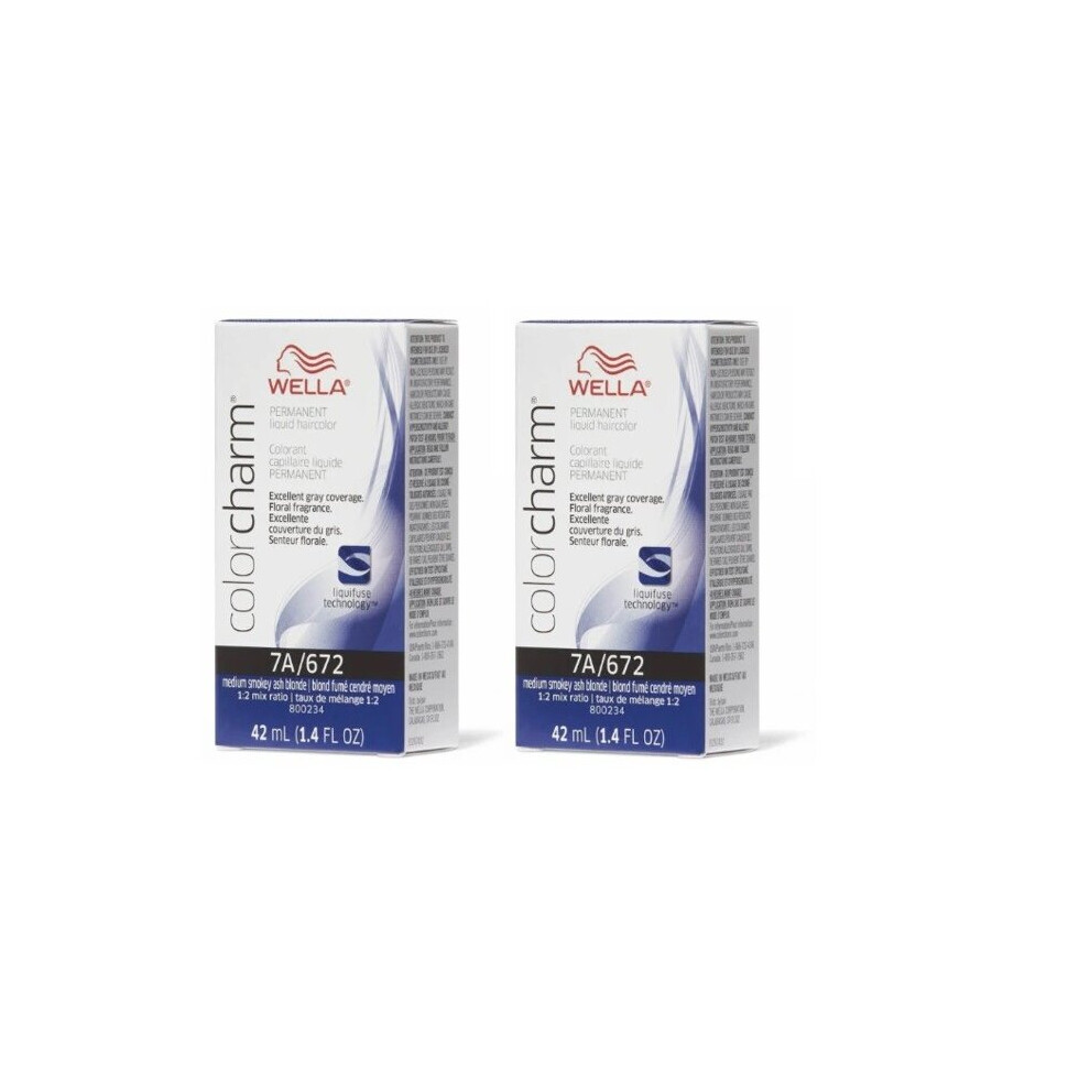 (7A/672 - pack of 2) Wella 12A Frosty Ash Color Charm Permanent Liquid Haircolor & Developer (Vol. 20)