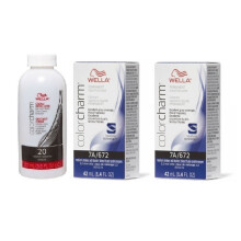 (7A+7A+Dev (Vol. 20) 3.6oz) Wella 9A Pale Ash Blonde Color Charm Permanent Liquid Haircolor & Developer (Vol. 20)