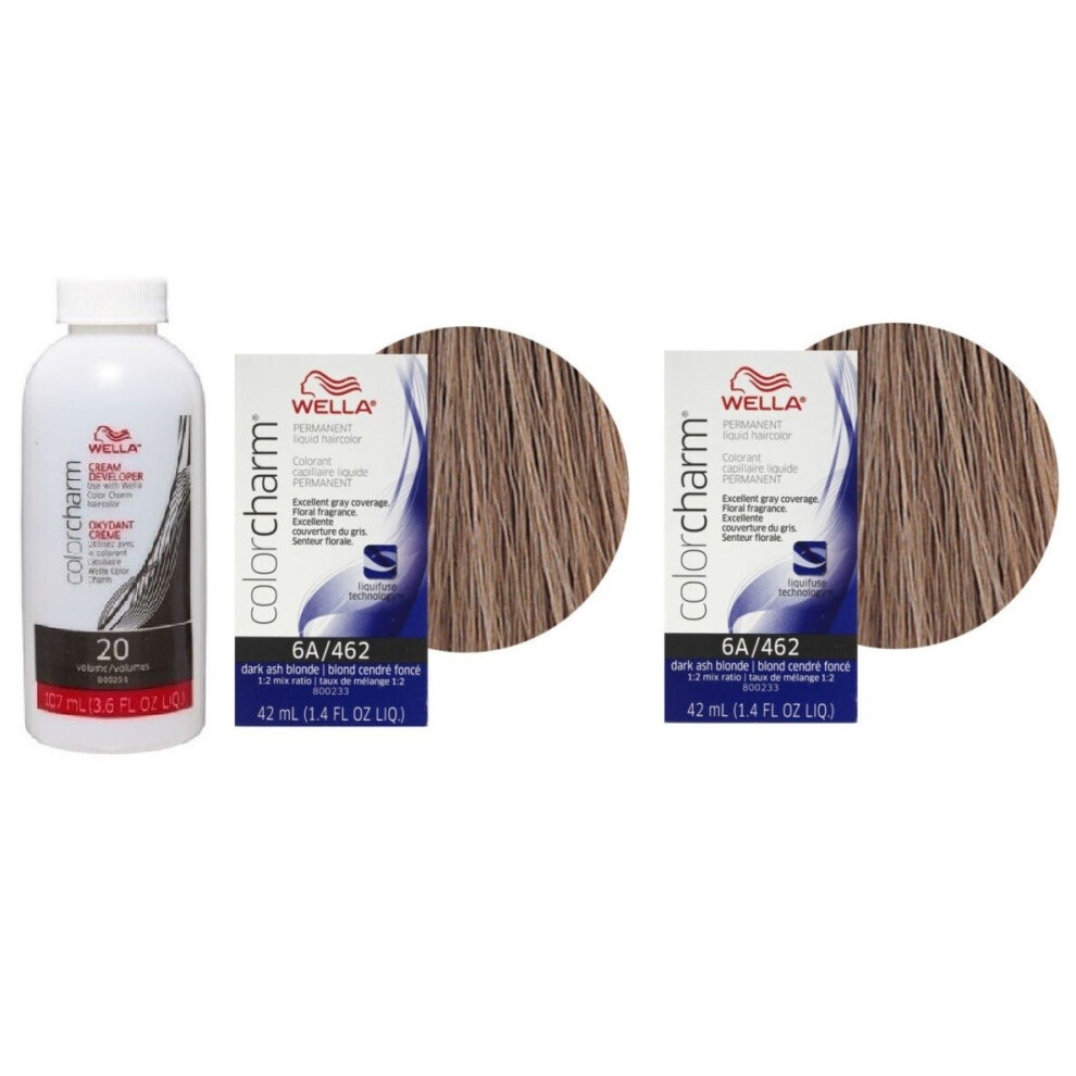 (6A+6A+Dev (Vol. 20) 3.6oz) Wella 12A Frosty Ash Color Charm Permanent Liquid Haircolor & Developer (Vol. 20)