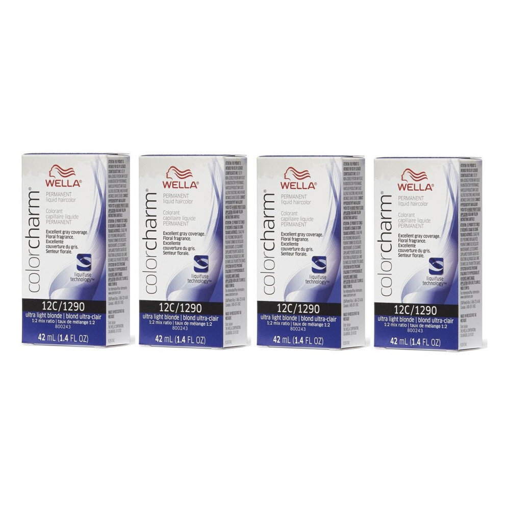 Wella (12C (4Pks)) 12Aa Nordic Blonde Color Charm Permanent Liquid Haircolor Multicoloured