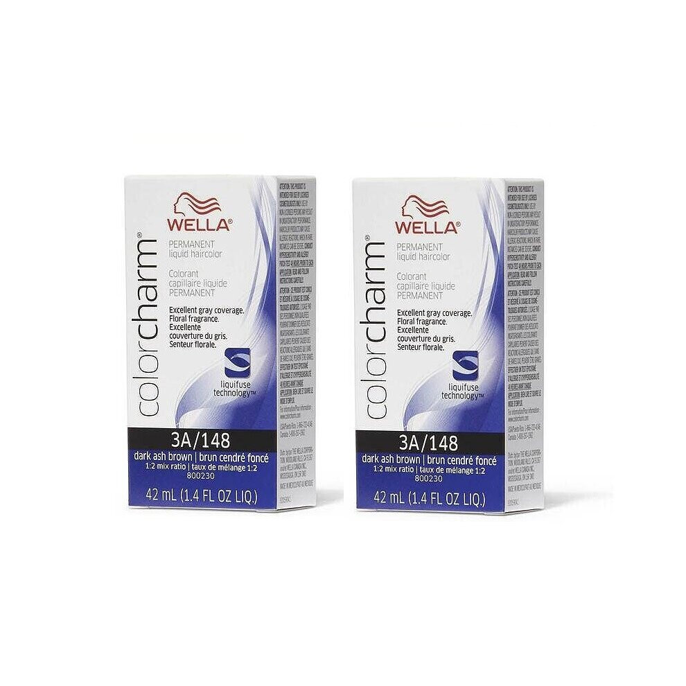 Wella (3A (2Pks)) 9A Pale Ash Blonde Color Charm Permanent Liquid Haircolor & Developer (Vol. 20) Multicoloured