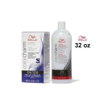 (12A+Dev(Vol.20)32oz) Wella 12A Frosty Ash Color Charm Permanent Liquid Haircolor & Developer (Vol. 20)