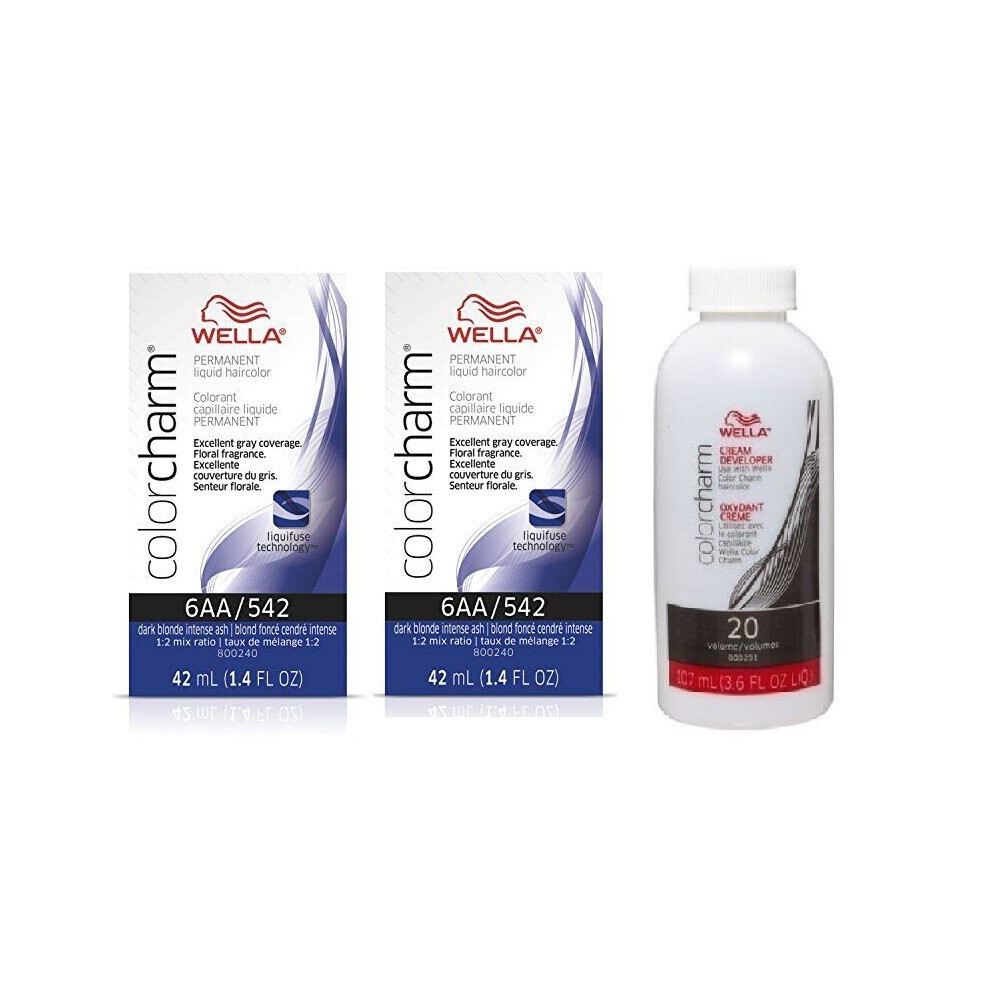 Wella (6Aa+6Aa+Dev (Vol.20) 3.6Oz) 9A Pale Ash Blonde Color Charm Permanent Liquid Haircolor & Developer (Vol. 20)