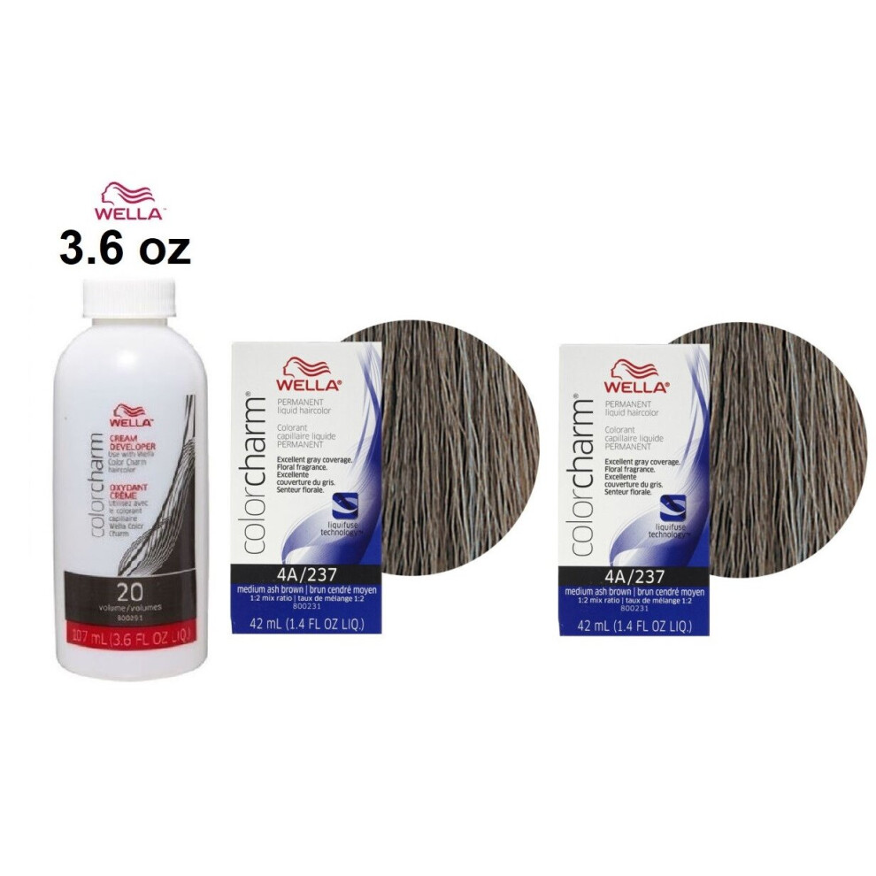 (4A+4A+Dev (Vol.20) 3.6oz) Wella 9A Pale Ash Blonde Color Charm Permanent Liquid Haircolor & Developer (Vol. 20)-image-OPC-P7H25TP-NEW