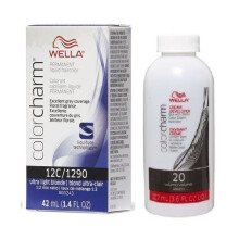 (12C+Dev (Vol. 20) 3.6oz) Wella 9A Pale Ash Blonde Color Charm Permanent Liquid Haircolor & Developer (Vol. 20)