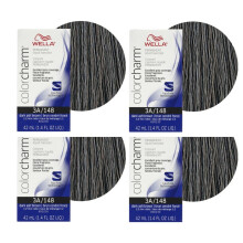 (3A (4pks)) Wella 9A Pale Ash Blonde Color Charm Permanent Liquid Haircolor & Developer (Vol. 20)