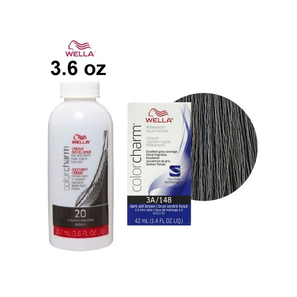(3A+Dev (Vol. 20) 3.6oz) Wella 9A Pale Ash Blonde Color Charm Permanent Liquid Haircolor & Developer (Vol. 20)
