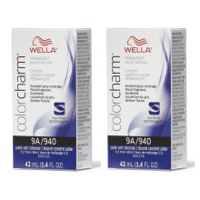 (9A/940 - pack of 2) Wella 7A Medium Smokey Ash Blonde Color Charm Permanent Haircolor & Developer (Vol. 20)