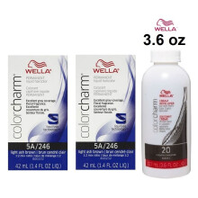 (5A+5A+Dev (Vol. 20) 3.6oz) Wella 7A Medium Smokey Ash Blonde Color Charm Permanent Haircolor & Developer (Vol. 20)