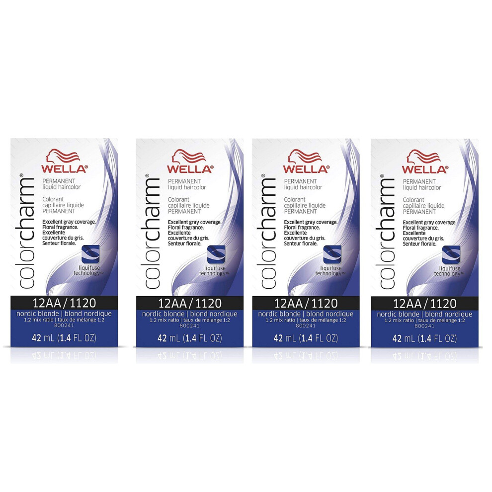 Wella (12A (4Pks)) 12A Frosty Ash Color Charm Permanent Liquid Haircolor & Developer (Vol. 20)