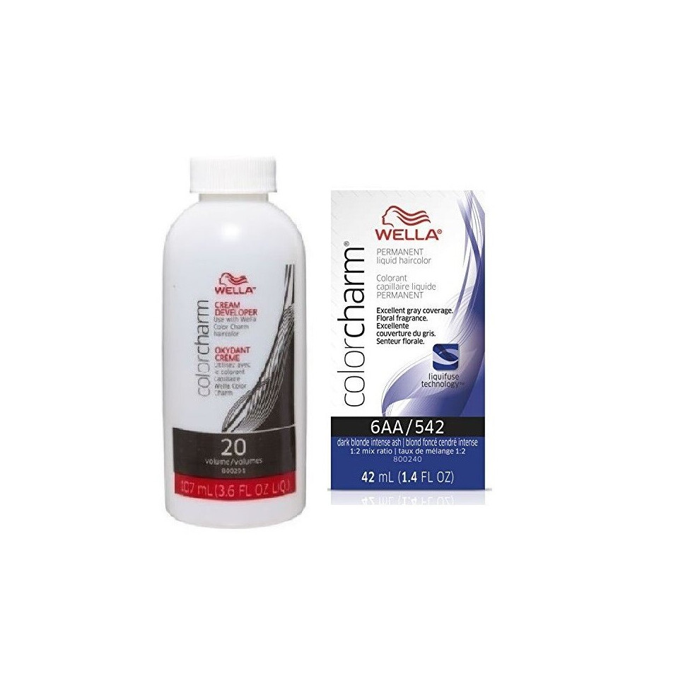 Wella (6Aa+Dev (Vol. 20) 3.6Oz) 7A Medium Smokey Ash Blonde Color Charm Permanent Haircolor & Developer (Vol. 20) Multicoloured