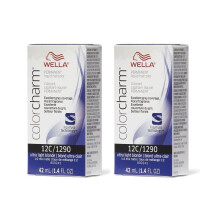 (12C (2pks)) Wella 7A Medium Smokey Ash Blonde Color Charm Permanent Haircolor & Developer (Vol. 20)