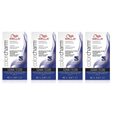 (12A (4pks)) Wella 7A Medium Smokey Ash Blonde Color Charm Permanent Haircolor & Developer (Vol. 20)