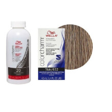 (7AA/+Developer (Vol. 20) 3.6oz) Wella 6AA Dark Blonde Intense Ash Color Charm Permanent Liquid Haircolor