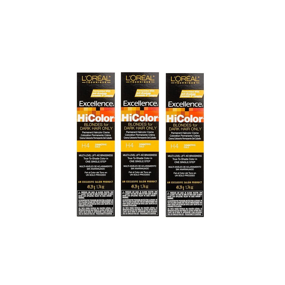 L’oréal Paris (H4 - (3Pks)) H4 Shimmering Gold L'oreal Excellence Hicolor Blondes For Dark Hair Only Gold,Multicoloured