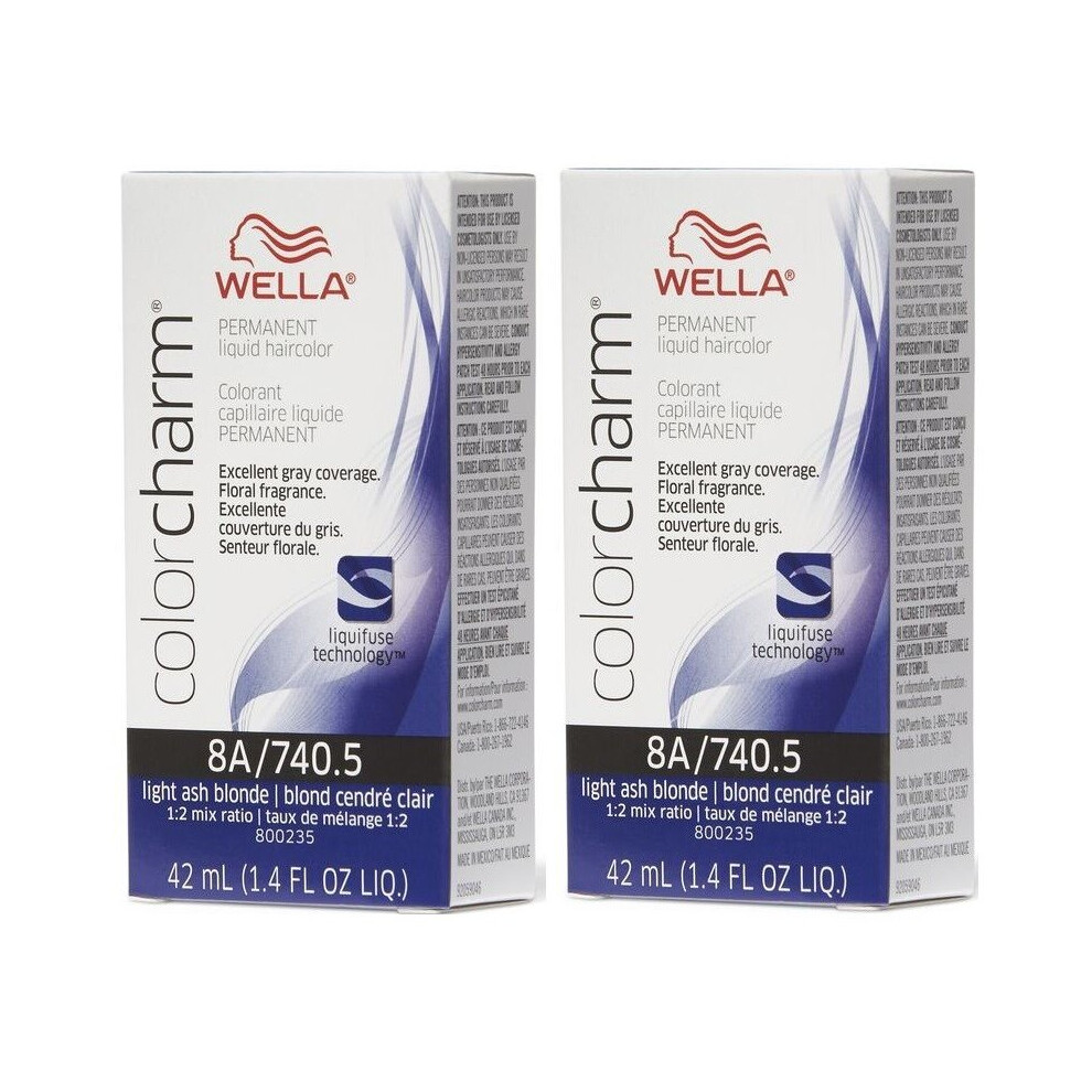 Wella (8A/740 - Pack Of 2) 6A Dark Ash Blonde Color Charm Permanent Liquid Haircolor Multicoloured