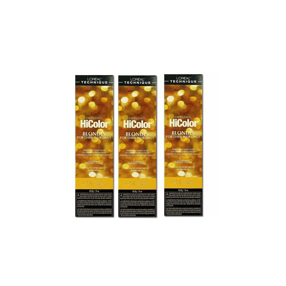 LâOrã©Al Paris White,Multicoloured (H14 - (3Pks)) H14 Vanilla Champagne L'oreal Excellence Hicolor Blondes For Dark Hair Only