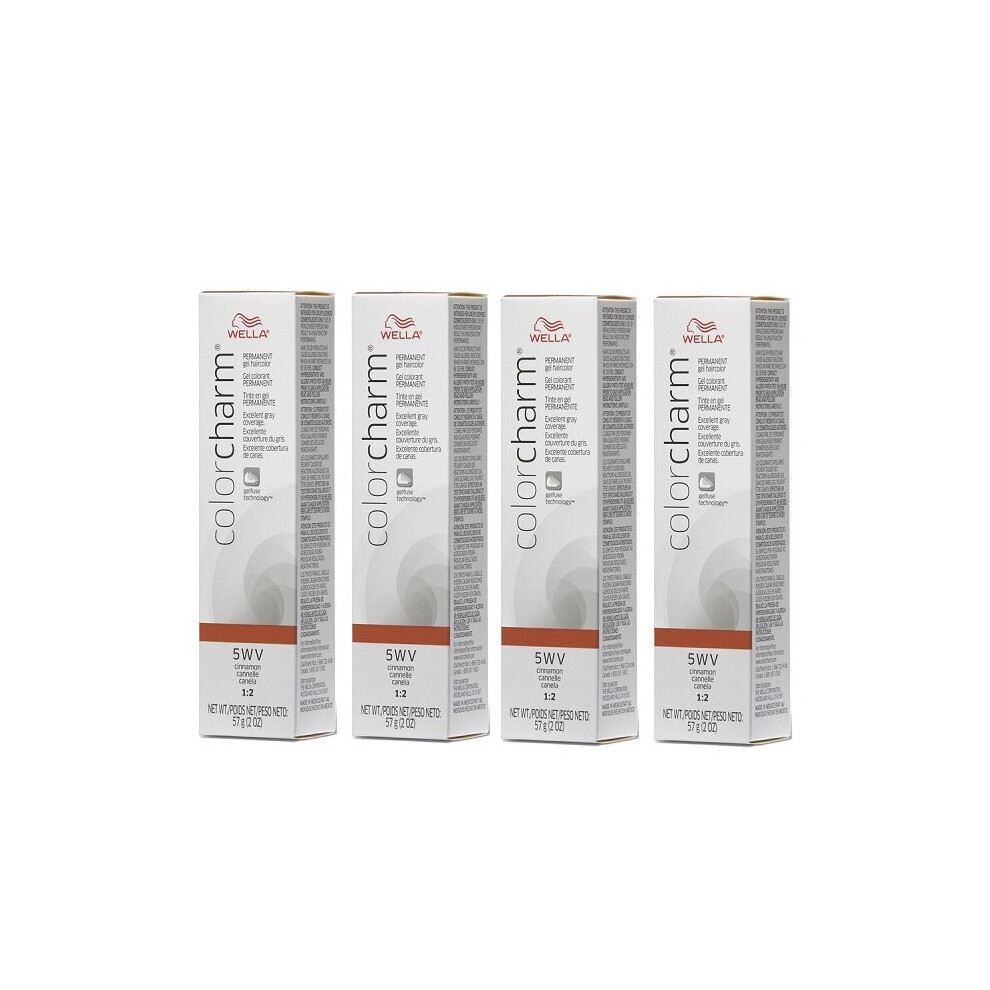 Wella (5Wv - (4Pks)) Color Charm 5Wv Cinnamon Permanent Gel Haircolor Multicoloured