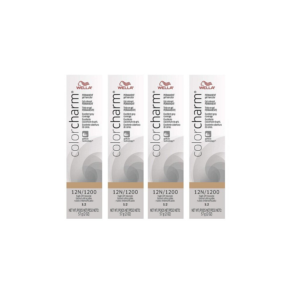 Wella (12N - (4Pks)) Color Charm 12N/1200 High Lift Blonde Permanent Gel Haircolor Multicoloured