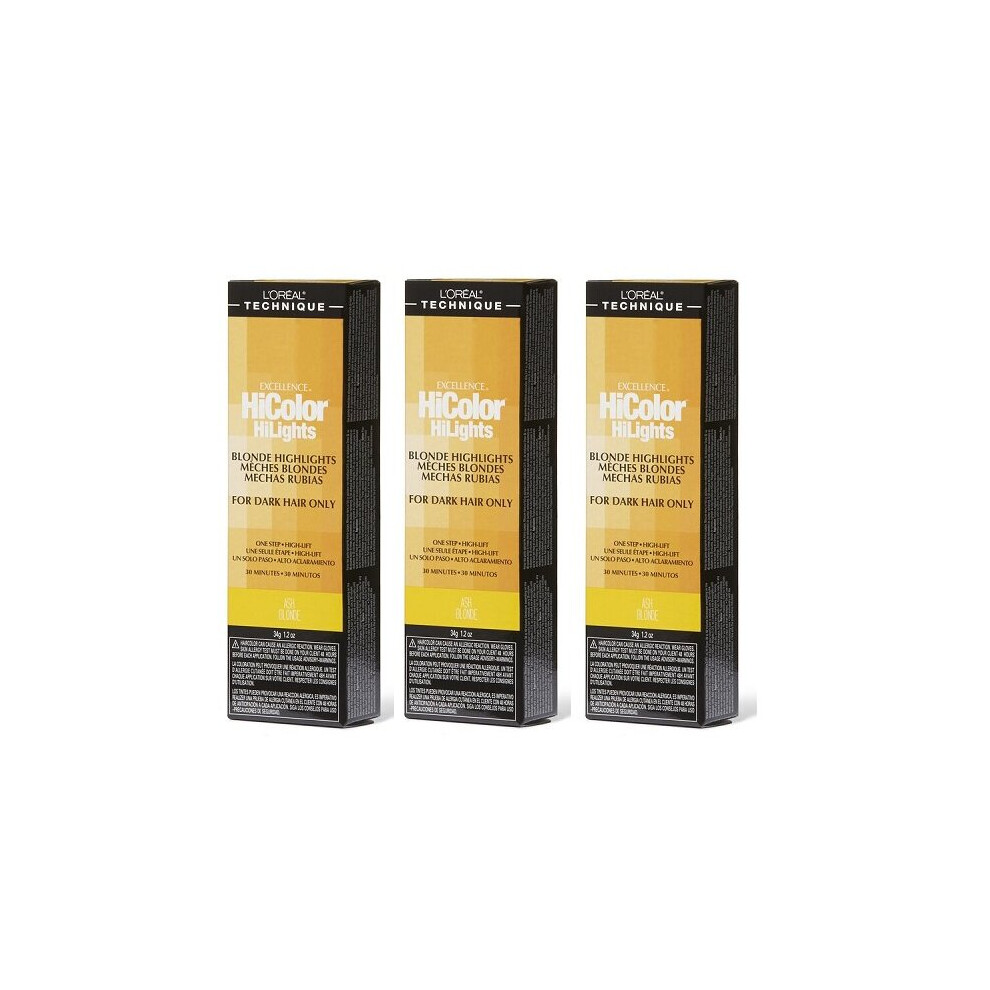 (Ash Blonde â (3pks)) Ash Blonde L'Oreal Excellence HiColor HiLights For Dark Hair Only