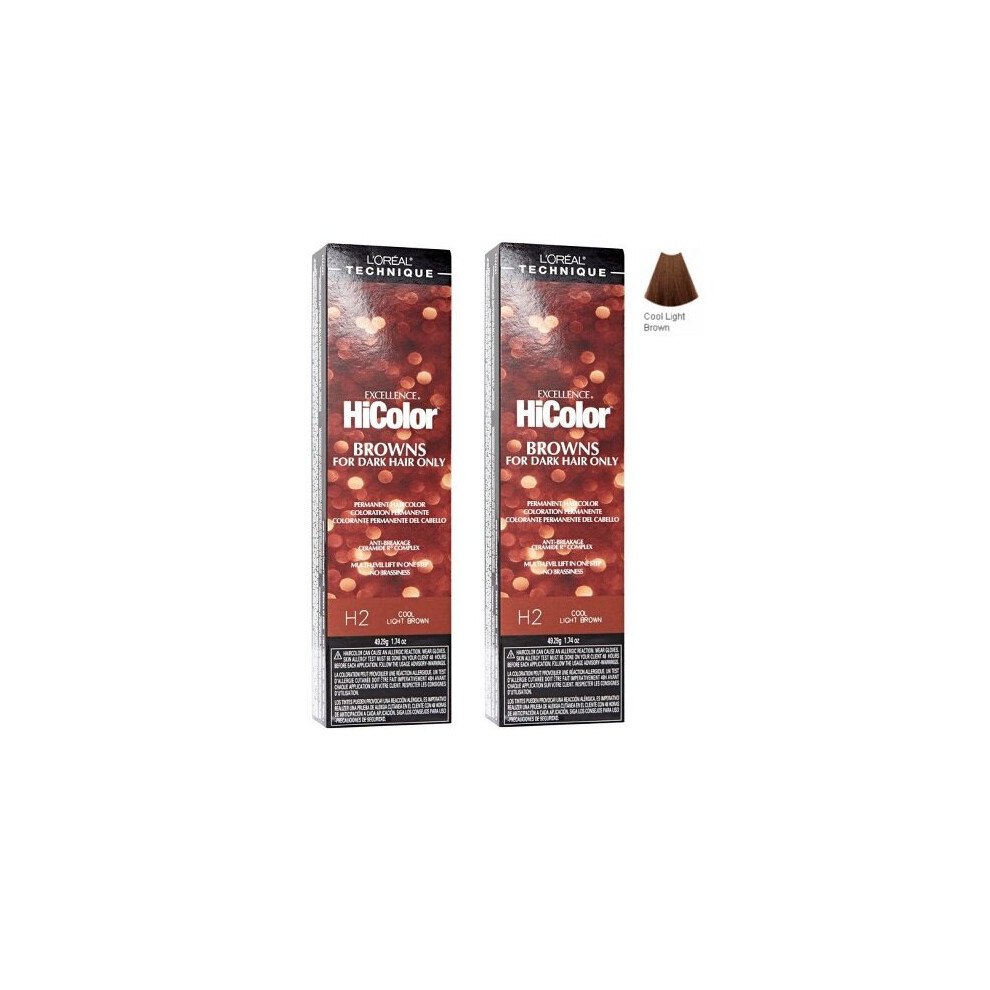 (H2 - (2pks)) H2 Cool Light Brown L'Oreal Excellence HiColor Browns for Dark Hair Only