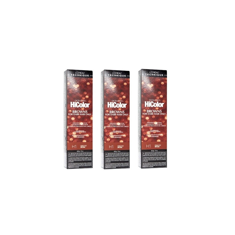 (H1 - (3pks)) H1 Coolest Brown L'Oreal Excellence HiColor Browns for Dark Hair Only