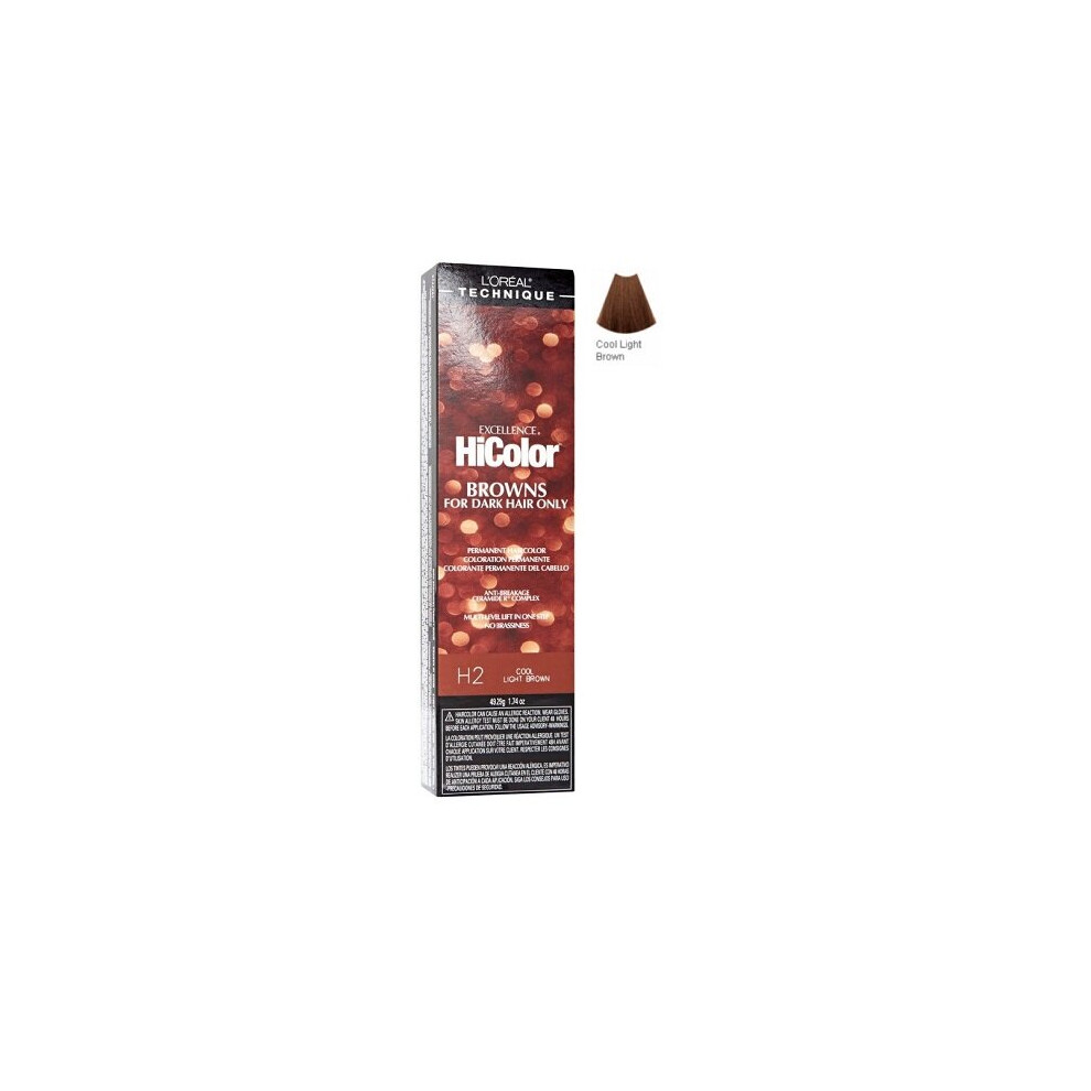 (H2 Cool Light Brown) H2 Cool Light Brown L'Oreal Excellence HiColor Browns for Dark Hair Only