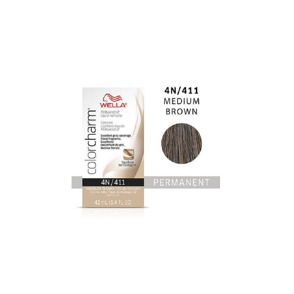 (4N Medium Brown) Wella 4N Medium Brown Color Charm Permanent Liquid Haircolor