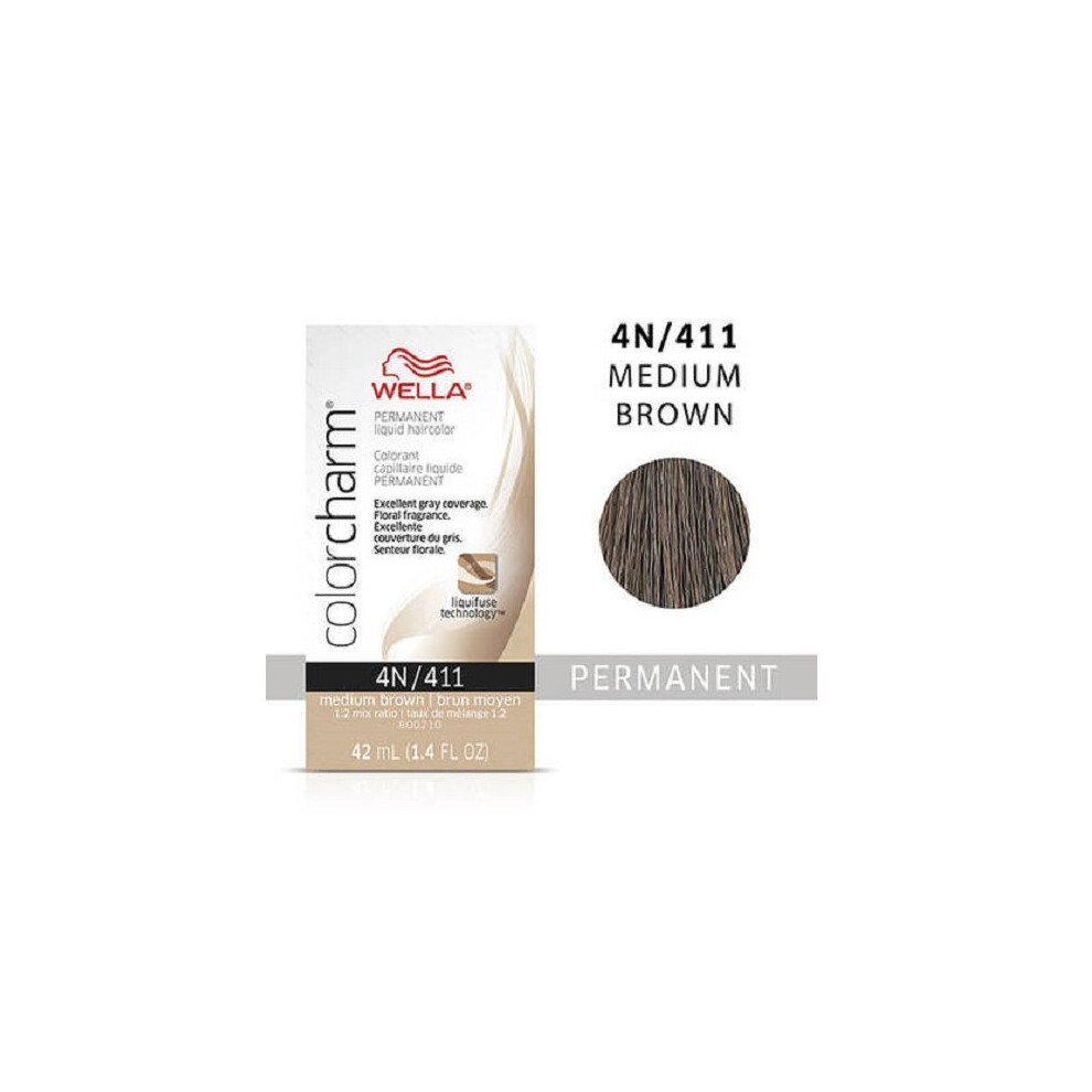 Wella Brown,Multicoloured (4N Medium Brown) 4N Medium Brown Color Charm Permanent Liquid Haircolor