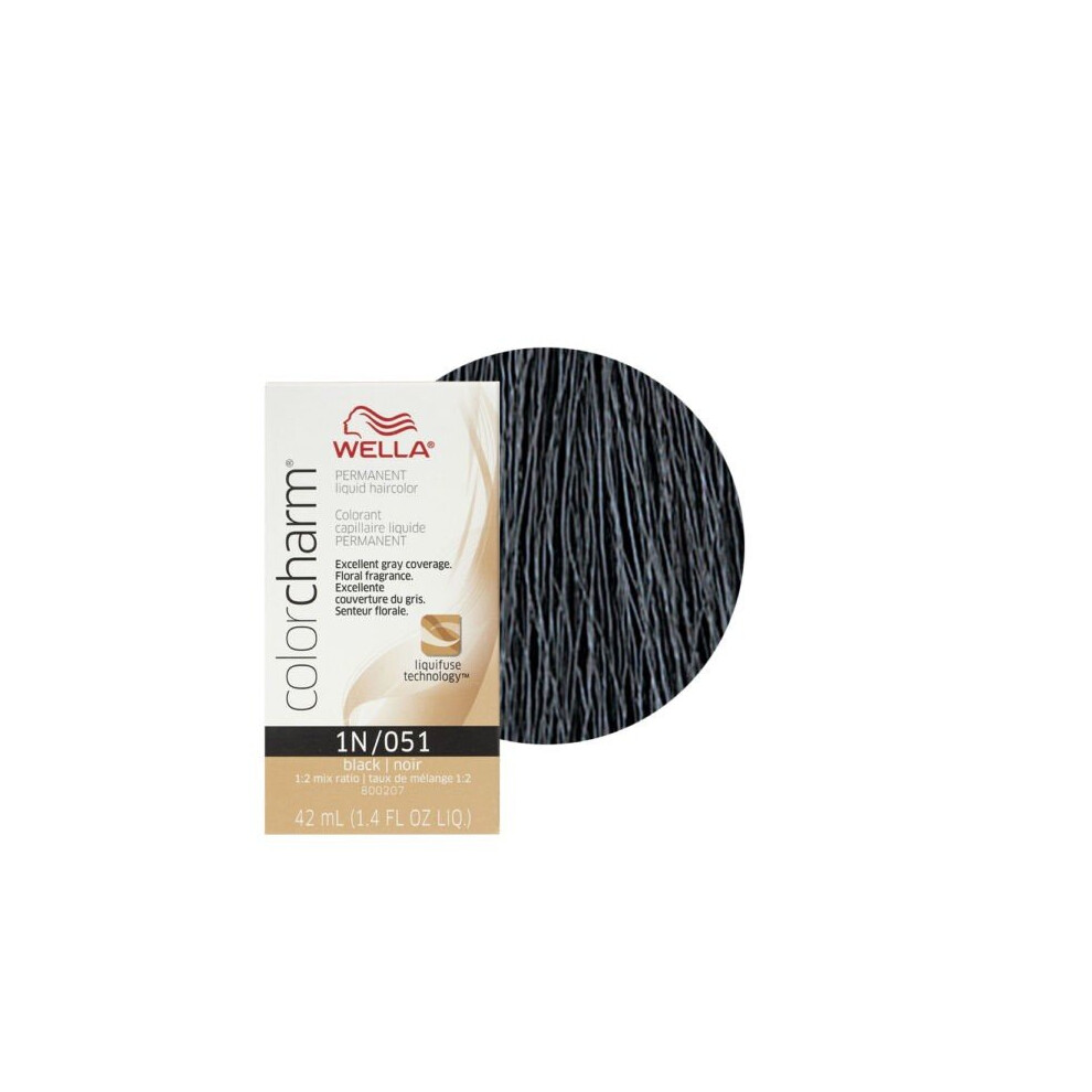 (1N Black) Wella 1N Black Color Charm  Permanent Liquid Haircolor