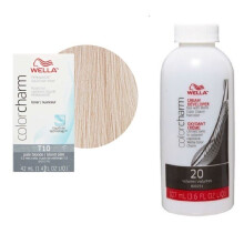 (T10 & Dev (Vol. 20) 3.6oz) Wella Color Charm T27 Medium Beige Blonde Permanent Hair Toner