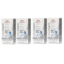 (O50 Pack of 4) Wella Color Charm T14 Pale Ash Blonde Permanent Liquid Hair Toner