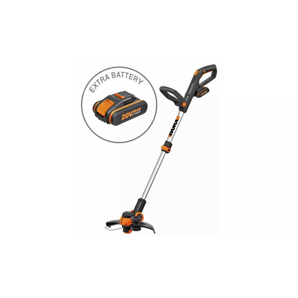 Worx Wg163e 20V Max Cordless Grass Trimmer - 2 Batteries