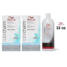 (T14 & T14 & Dev (Vol. 20) 32oz) Wella Color Charm T14 Pale Ash Blonde Permanent Liquid Hair Toner