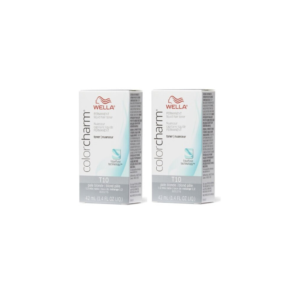 Wella Multicoloured (T10 - Pack Of 2) Color Charm T14 Pale Ash Blonde Permanent Liquid Hair Toner