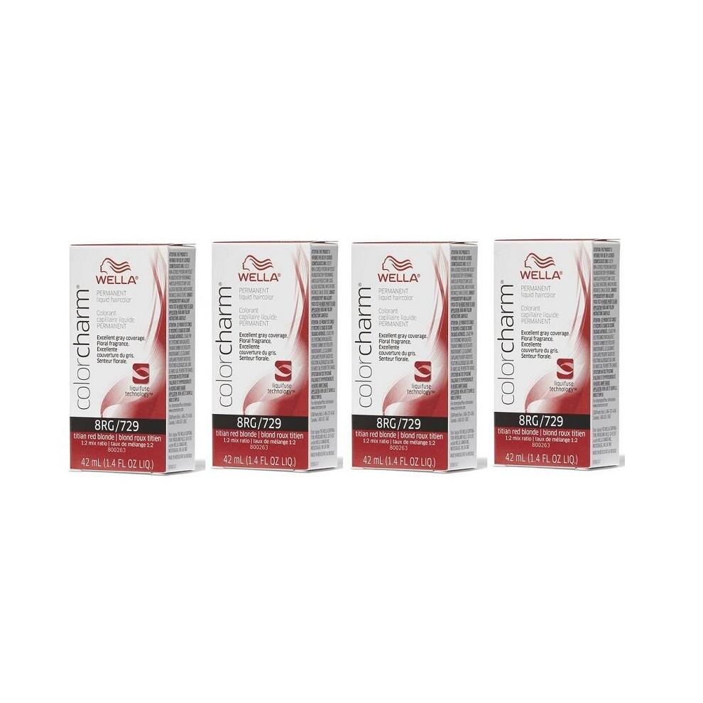 (8RG - (4pks)) Wella 8RG Titian Red Blonde Color Charm Permanent Liquid Haircolor