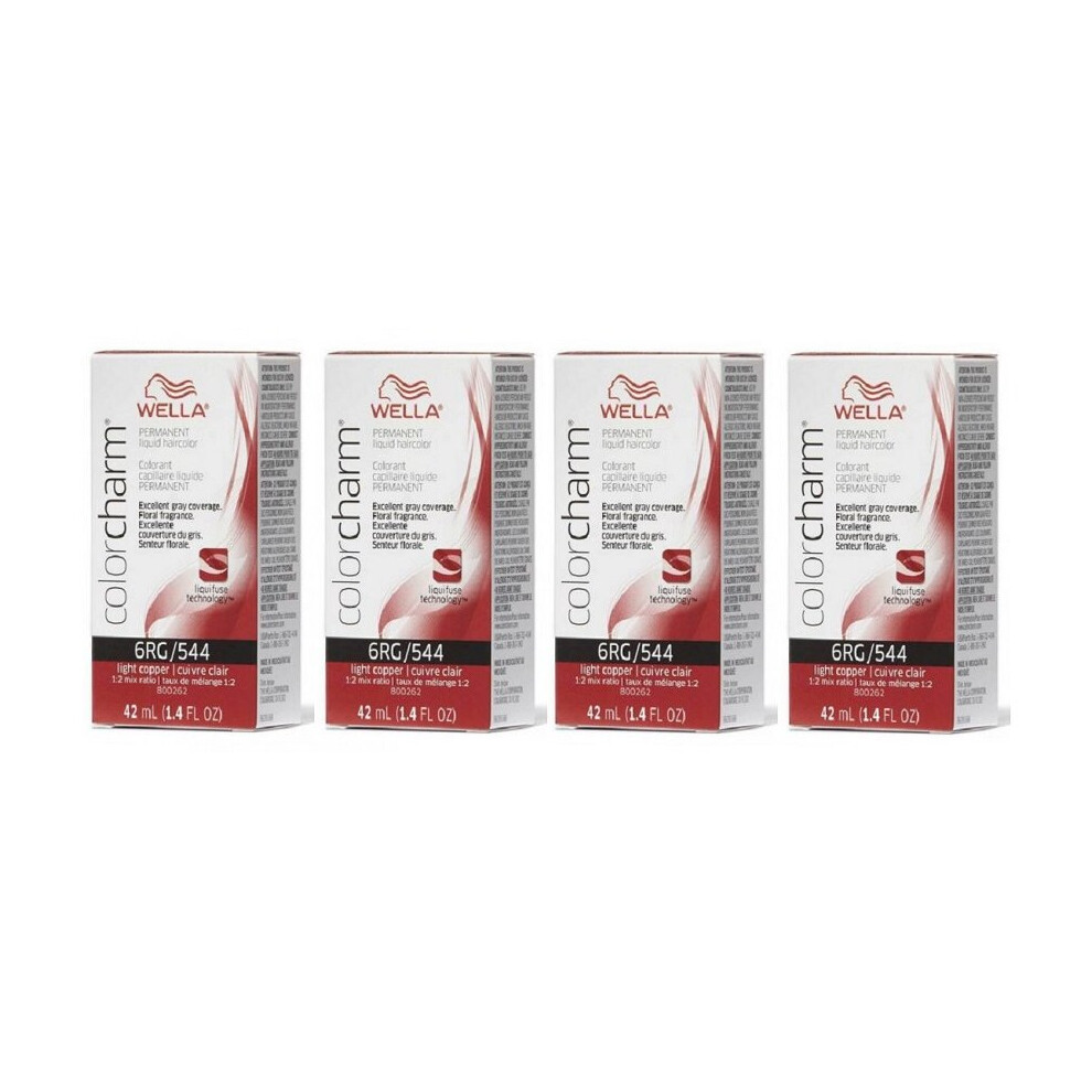 (6RG - (4pks)) Wella 6RG Light Copper Color Charm Permanent Liquid Haircolor